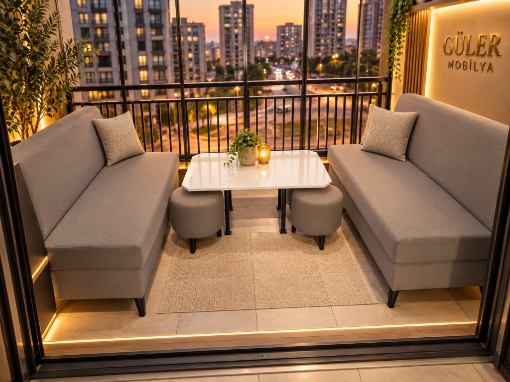 Breeze Cam Balkon Karşılıklı Oturma Seti