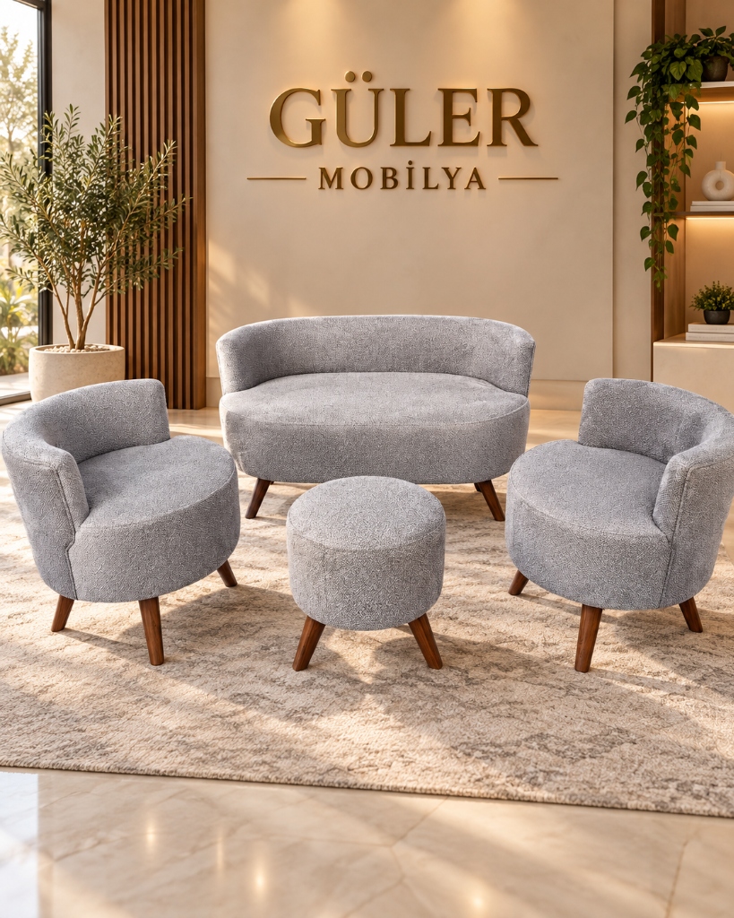 Aura Gümüş Gri 4'lü Çay Seti